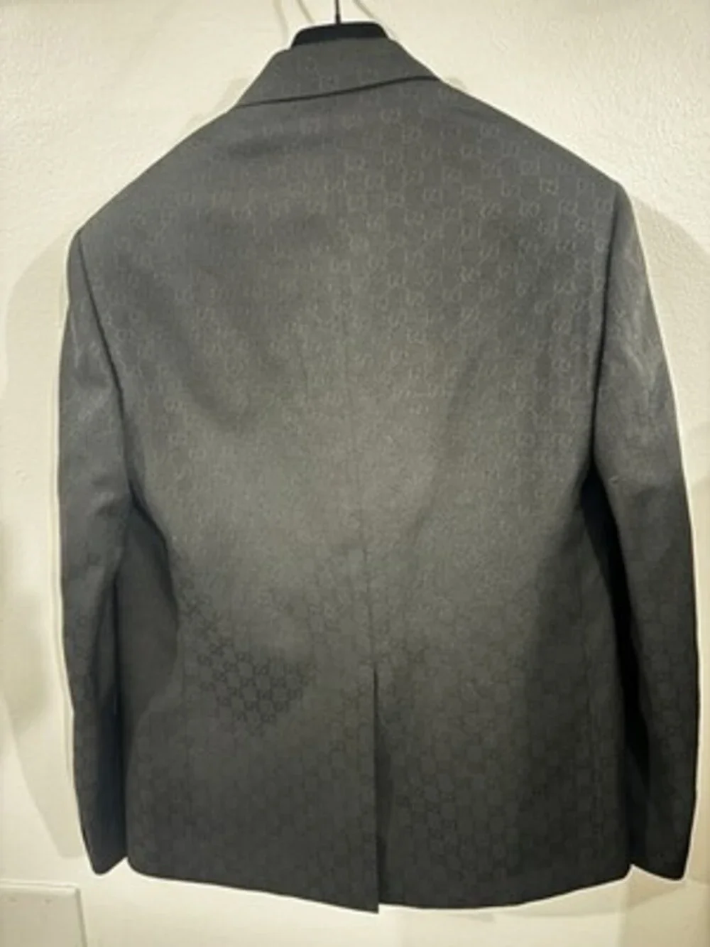 Gucci GG mens Single-breasted wool jacket GG monogram black size 48 $4000 retail